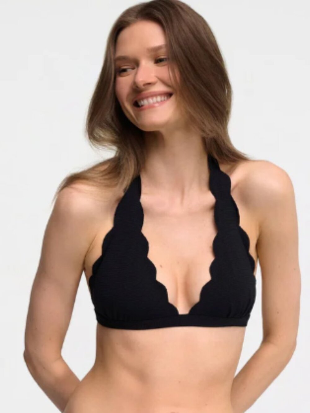 NWT Marysia Spring Top Black Scalloped Crop Top Designer Resort Swimwear Size Sm